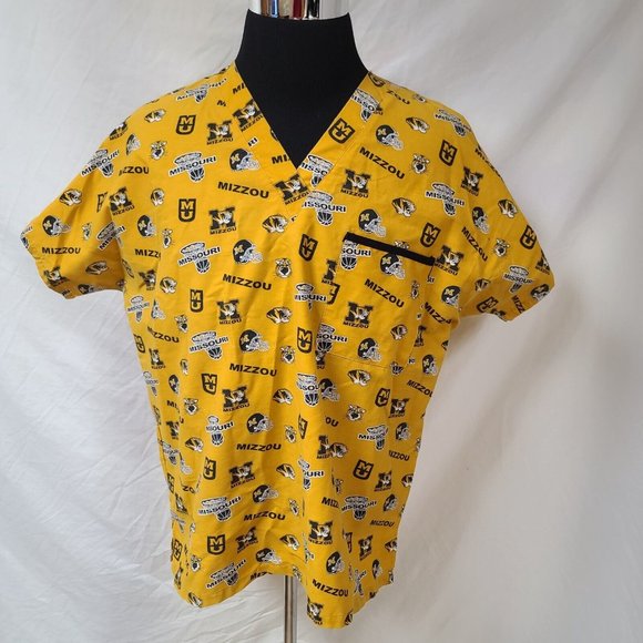 DUDZ University Of Missouri Mizzou Womens Medium Gold Nurse Medical Scrub Top - Picture 5 of 11